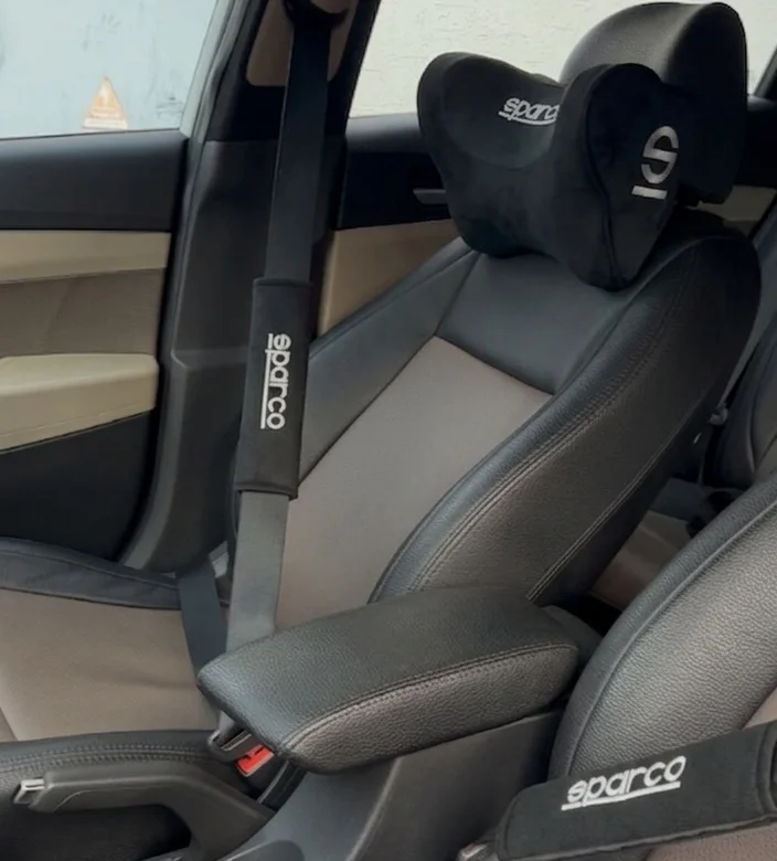 Buy Sparco Black neck comforters and seat belt pads combo | Sparco Black neck comforter | Sparco Black seat belt pads